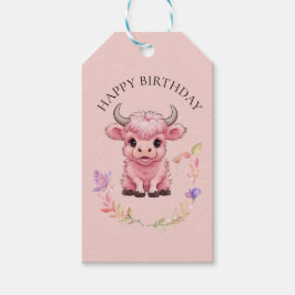 Fluffy Pink Highlands Scottish Cow Geschenkanhänger