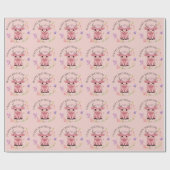 Fluffy Pink Highlands Scottish Cow Geschenkpapier (Flach)