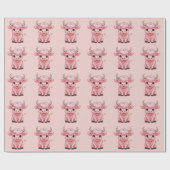 Fluffy Pink Highlands Scottish Cow Geschenkpapier (Flach)