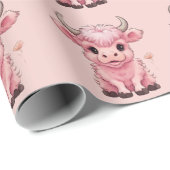 Fluffy Pink Highlands Scottish Cow Geschenkpapier (Rolleneckpunkt)