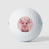 Fluffy Pink Highlands Scottish Cow Golfball (Vorderseite)