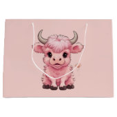 Fluffy Pink Highlands Scottish Cow Große Geschenktüte (Vorderseite)