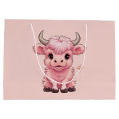 Fluffy Pink Highlands Scottish Cow Große Geschenktüte (Rückseite)