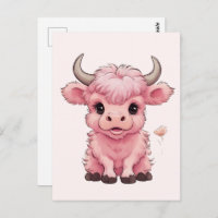 Fluffy Pink Highlands Scottish Cow