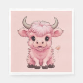 Fluffy Pink Highlands Scottish Cow Serviette (Vorderseite)