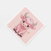 Fluffy Pink Highlands Scottish Cow Serviette (Ecke)