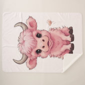 Fluffy Pink Highlands Scottish Cow Sherpadecke (Vorderseite (Horizontal))