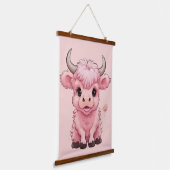 Fluffy Pink Highlands Scottish Cow Wandteppich Mit Holzrahmen (Gewinkelt)