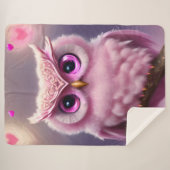 Fluffy Pink Owl mit Herz Sherpadecke (Vorderseite (Horizontal))