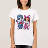 👕🐰Fluffy & Puffy Kaninchen Damen Basic  T-Shirt (Vorderseite)