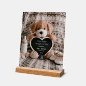 Fluffy Puppy Baby und Schwangerschaftsankündigung Acrylschild (Winkel)