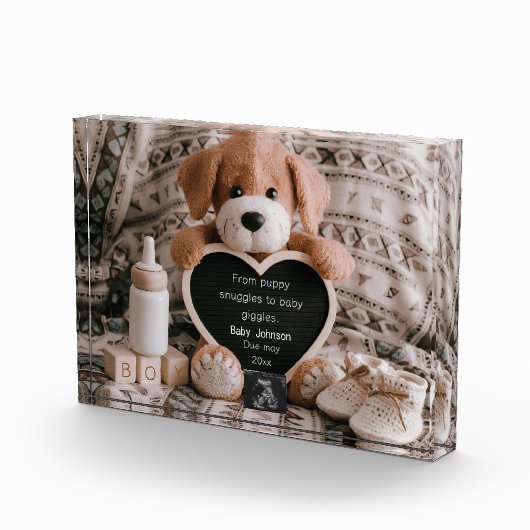 Fluffy Puppy Baby und Schwangerschaftsankündigung Fotoblock (Rechts)