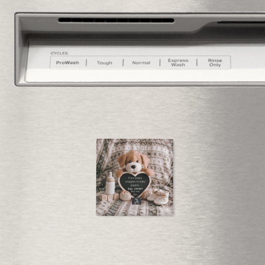 Fluffy Puppy Baby und Schwangerschaftsankündigung Magnet (In Situ (Geschirrspüler))