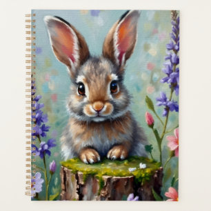 Fluffy Rabbit in einem Feld von Blume Planer