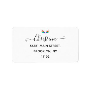 Fluffy Rainbow Wings Adressaufkleber