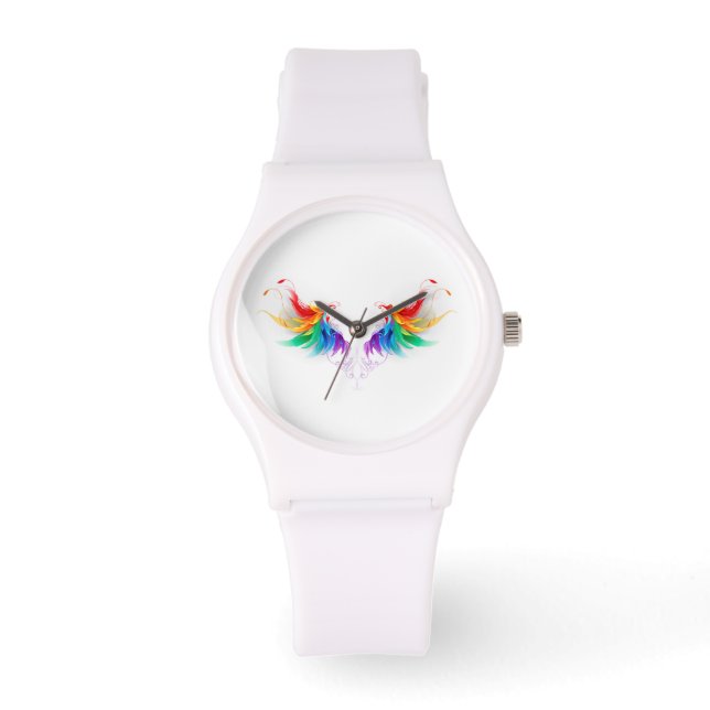 Fluffy Rainbow Wings Armbanduhr (Vorderseite)