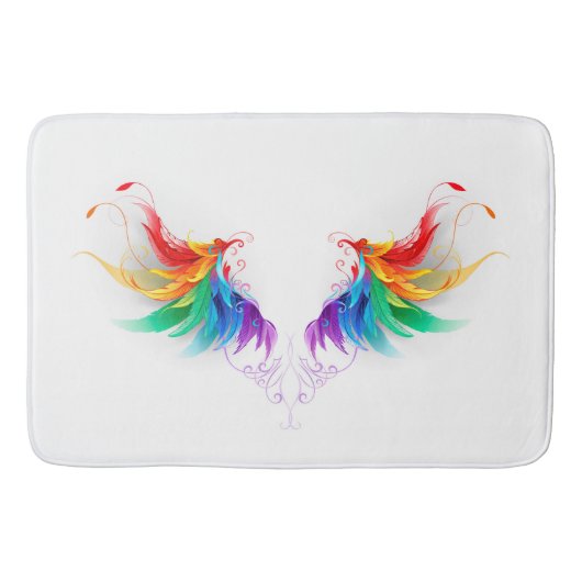 Fluffy Rainbow Wings Badematte (Vorderseite)