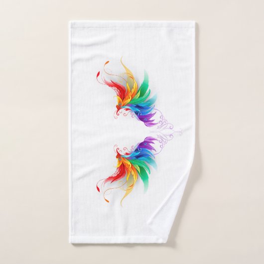 Fluffy Rainbow Wings Badhandtuch Set (Handtuch)