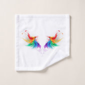 Fluffy Rainbow Wings Badhandtuch Set (Waschlappen)