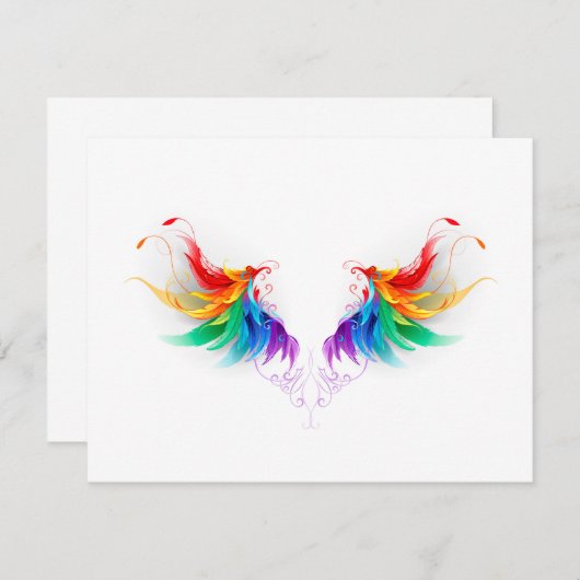 Fluffy Rainbow Wings Begleitkarte (Vorne/Hinten)