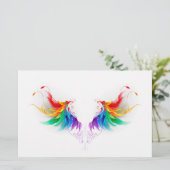 Fluffy Rainbow Wings Briefpapier (Stehend Vorderseite)