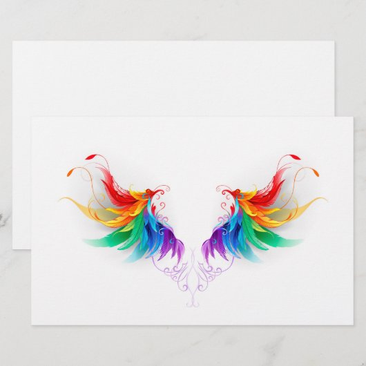 Fluffy Rainbow Wings Briefpapier (Vorne/Hinten)