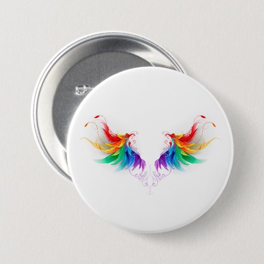 Fluffy Rainbow Wings Button (Vorne & Hinten)