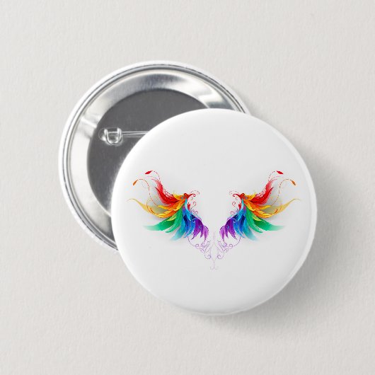 Fluffy Rainbow Wings Button (Vorne & Hinten)