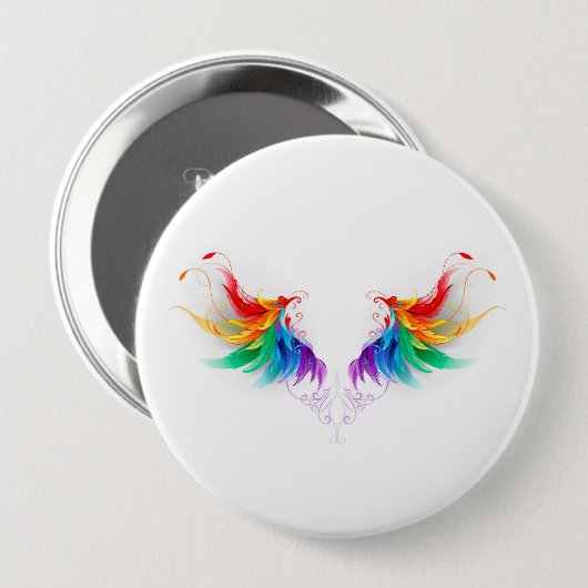 Fluffy Rainbow Wings Button (Vorne & Hinten)