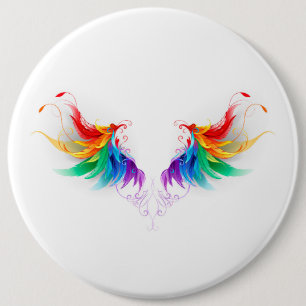Fluffy Rainbow Wings Button