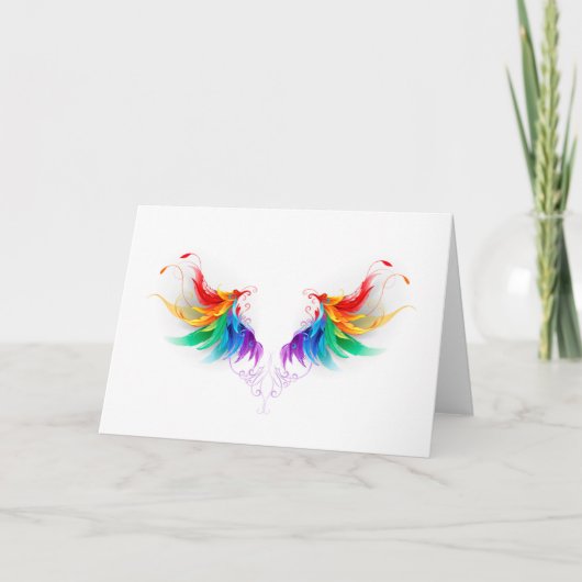 Fluffy Rainbow Wings Dankeskarte (Vorderseite)