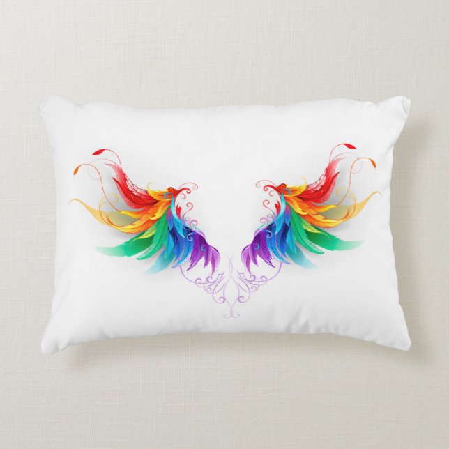 Fluffy Rainbow Wings Dekokissen (Vorderseite)