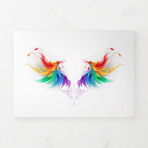Fluffy Rainbow Wings Dreifach Gefaltete Ankündigung