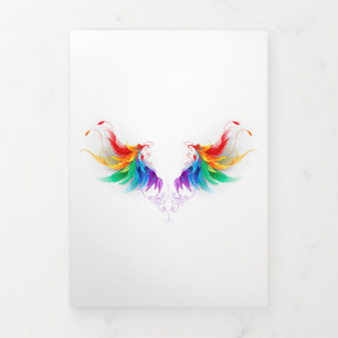Fluffy Rainbow Wings Dreifach Gefaltete Einladung