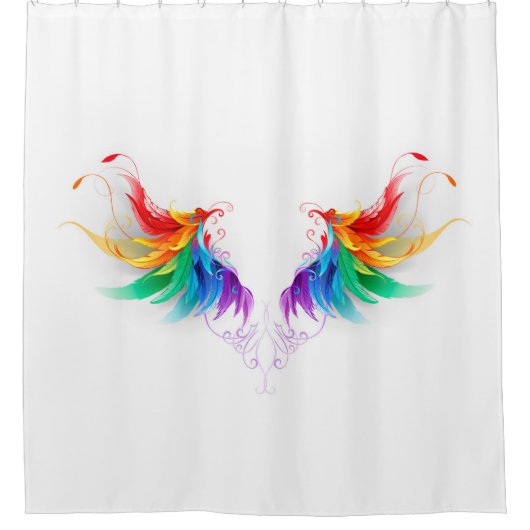 Fluffy Rainbow Wings Duschvorhang (Vorderseite)
