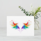 Fluffy Rainbow Wings Einladung (Stehend Vorderseite)