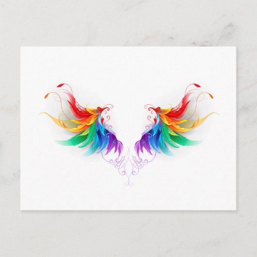 Fluffy Rainbow Wings Einladungspostkarte (Vorderseite)