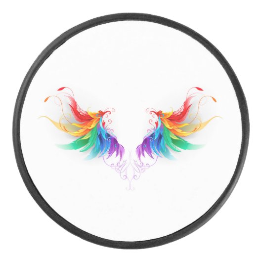 Fluffy Rainbow Wings Eishockey Puck (Vorderseite)