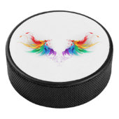 Fluffy Rainbow Wings Eishockey Puck (3/4)