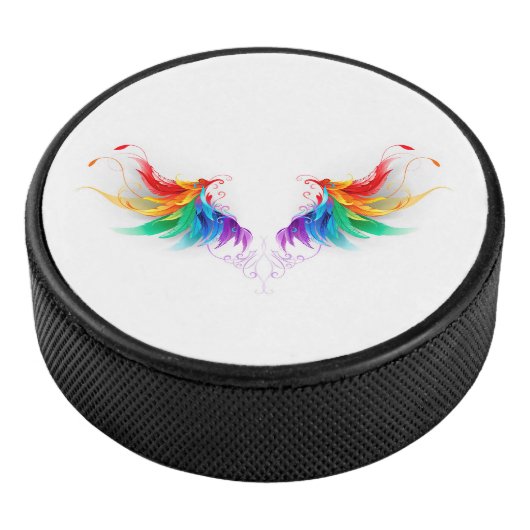 Fluffy Rainbow Wings Eishockey Puck (3/4)