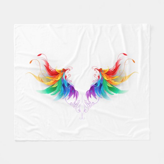 Fluffy Rainbow Wings Fleecedecke (Vorderseite (Horizontal))