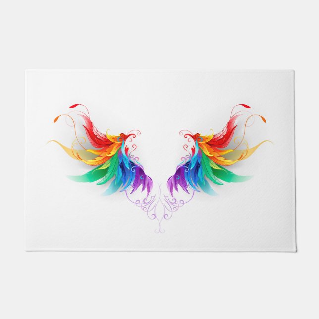 Fluffy Rainbow Wings Fußmatte (Vorderseite)