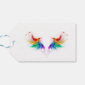 Fluffy Rainbow Wings Geschenkanhänger (Rückseite Horizontal)