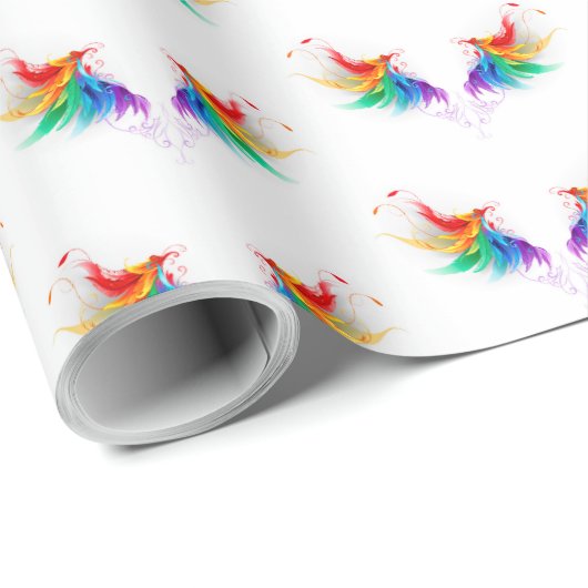 Fluffy Rainbow Wings Geschenkpapier (Rolleneckpunkt)
