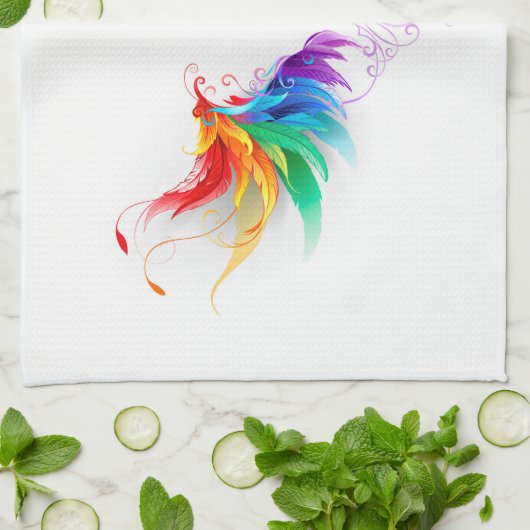 Fluffy Rainbow Wings Geschirrtuch (Gefaltet)