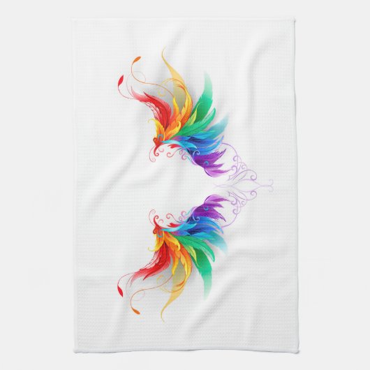 Fluffy Rainbow Wings Geschirrtuch (Vertikal)