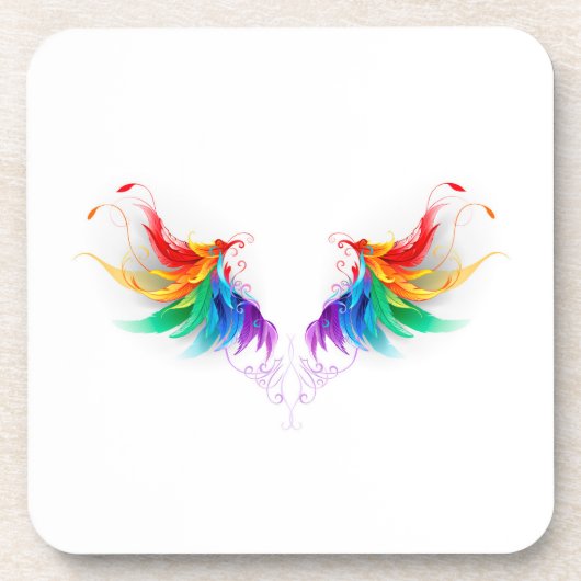 Fluffy Rainbow Wings Getränkeuntersetzer (Vorderseite)