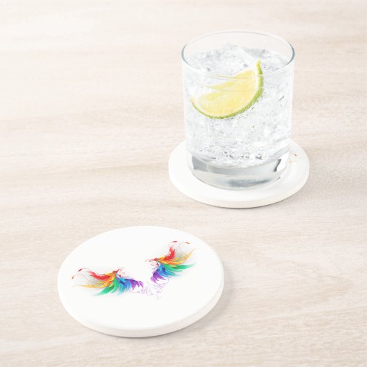 Fluffy Rainbow Wings Getränkeuntersetzer (Seite)