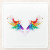 Fluffy Rainbow Wings Glasuntersetzer (Vorderseite)