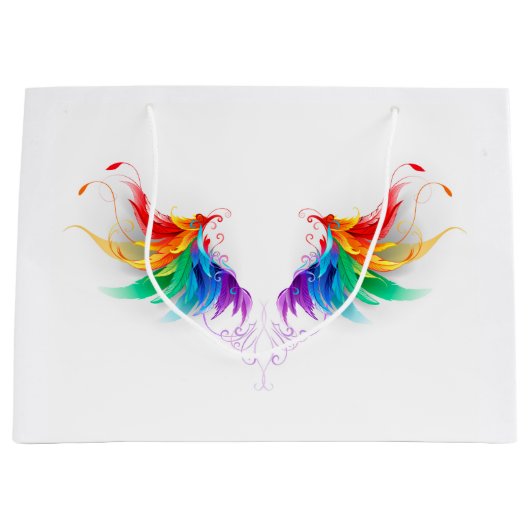 Fluffy Rainbow Wings Große Geschenktüte (Vorderseite)